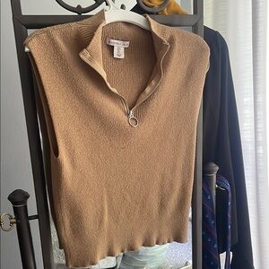 Sleeveless Tan Sweater Vest